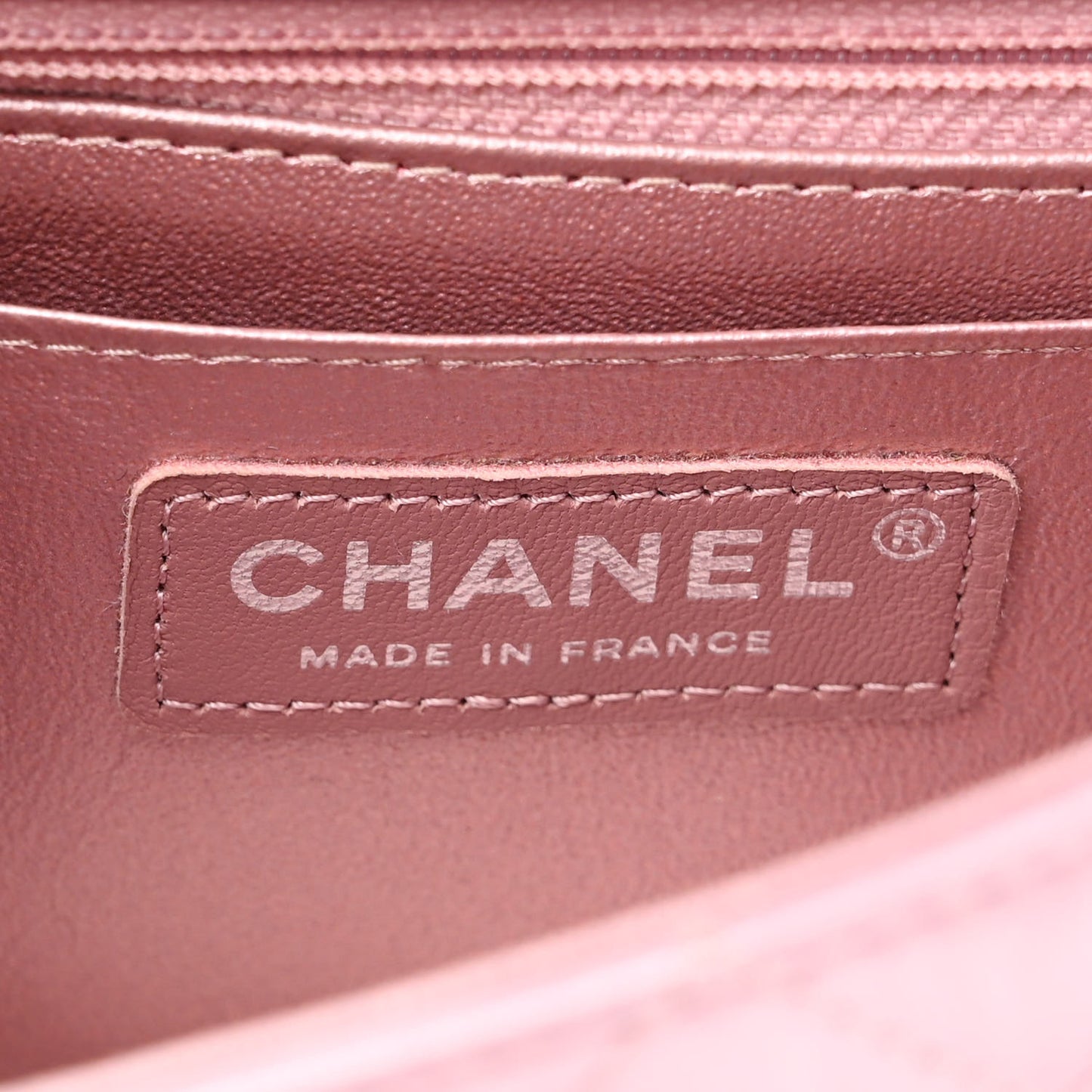 Metallic Calfskin Quilted Mini Rectangular Flap Pink