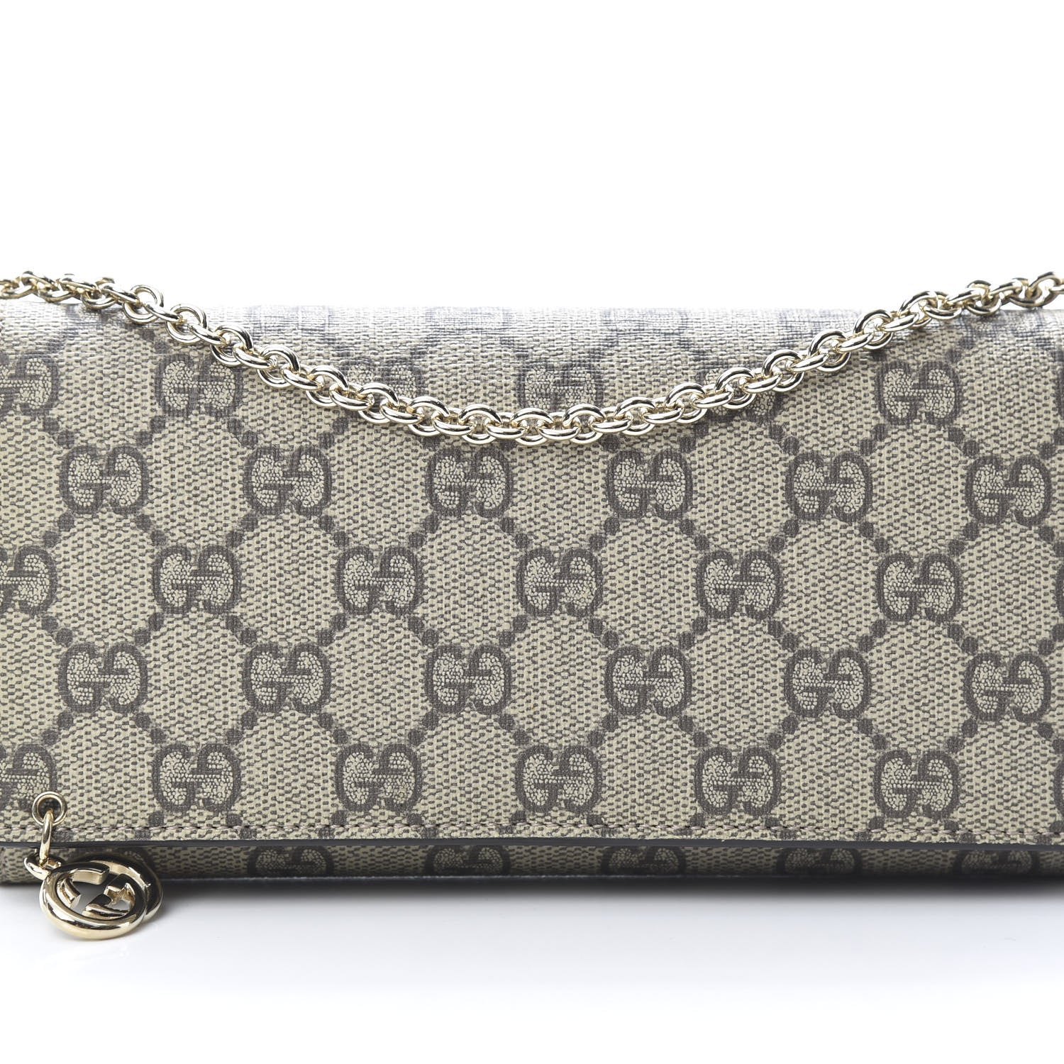 Gucci GG Supreme Monogram GG Pierce Chain Clutch Wallet Beige Ebony Black 8 of 11