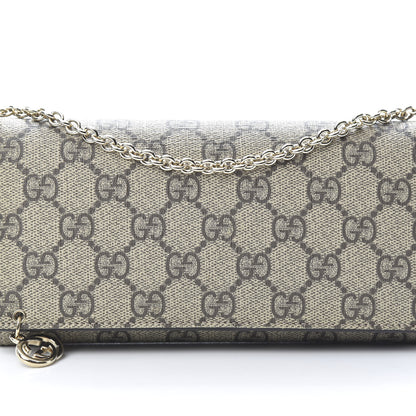 Gucci GG Supreme Monogram GG Pierce Chain Clutch Wallet Beige Ebony Black 8 of 11