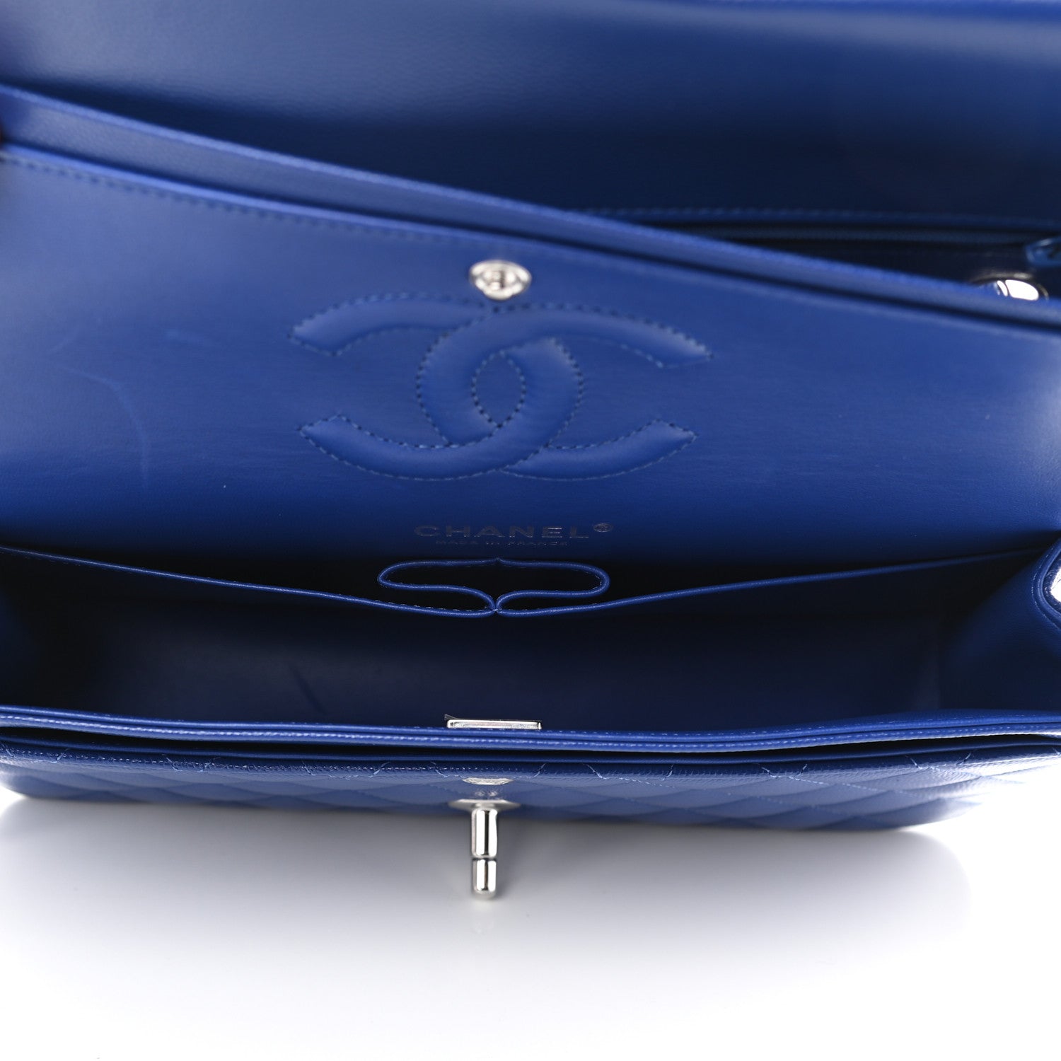 Chanel Caviar Quilted Medium Double Flap Blue 5 of 11