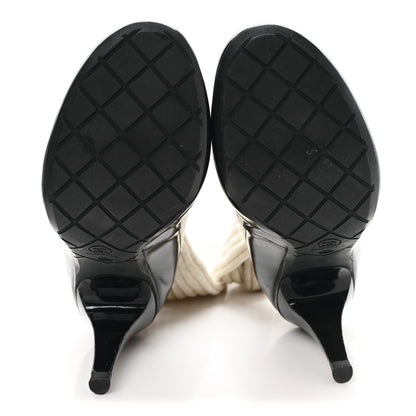 Chanel Patent Sock Boots 39.5 Black White 6 of 7