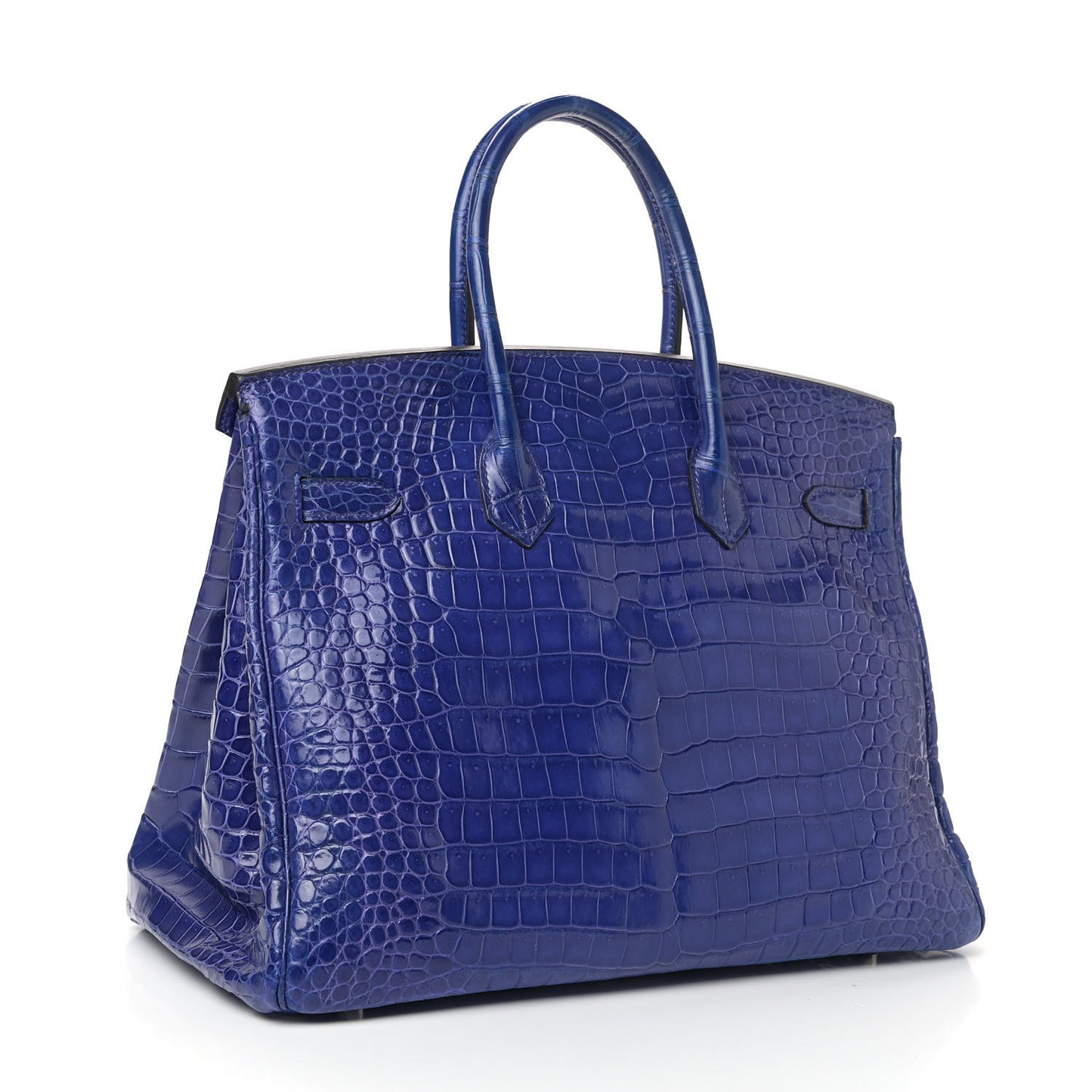 Shiny Porosus Crocodile Birkin 35 Bleu Electrique