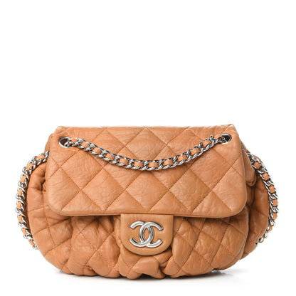 Chanel Washed Lambskin Quilted Medium Chain Around Messenger Dark Beige 1 of 9