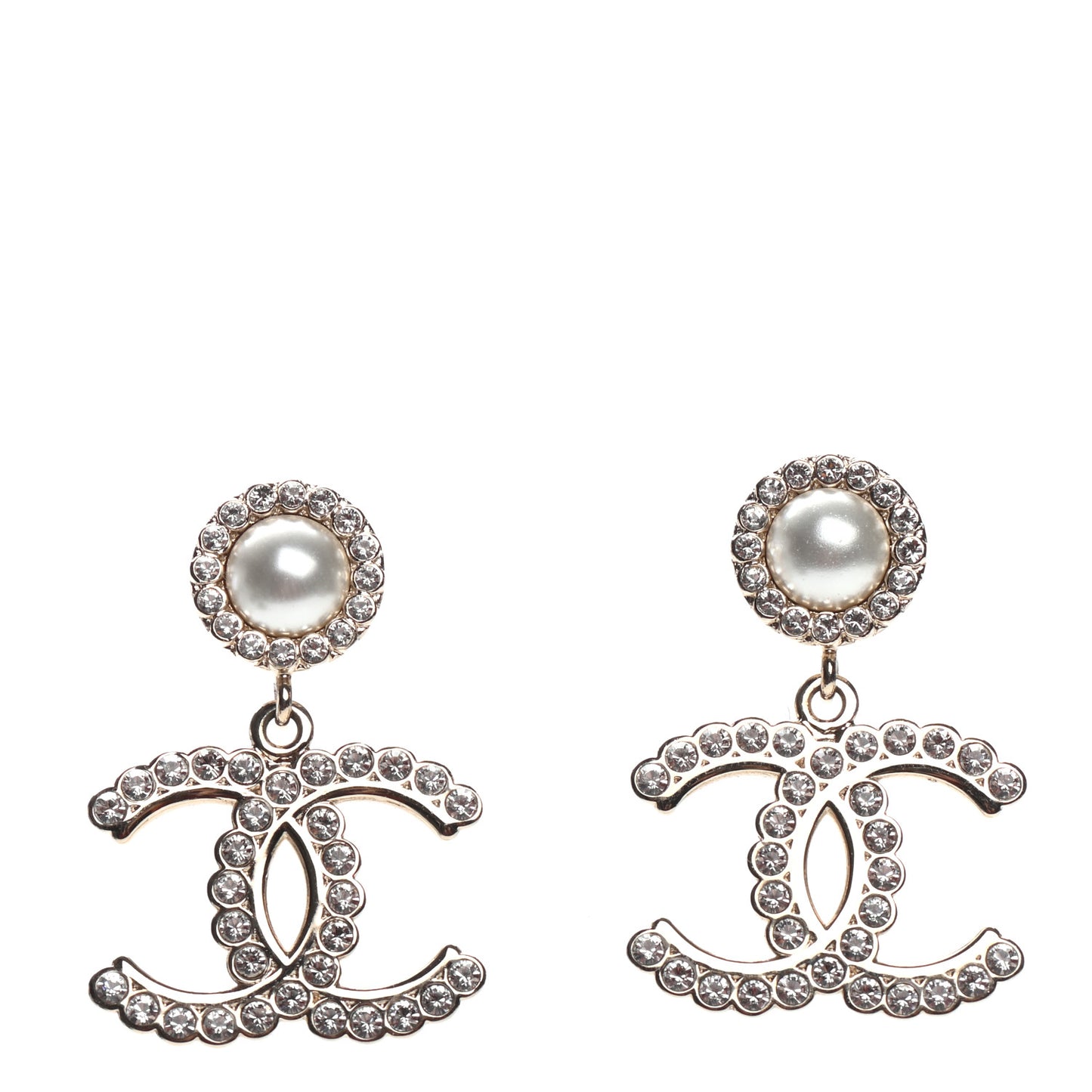 Crystal Pearl Bow-tiful CC Drop Earrings Gold