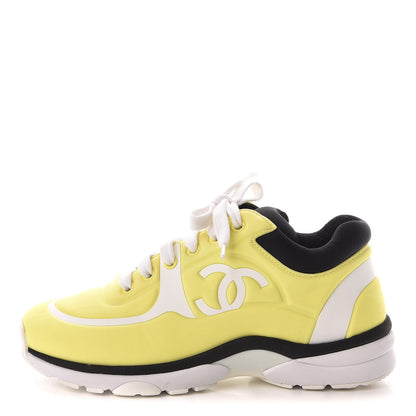 Chanel Lycra Fabric CC Sneakers 35 Yellow 1 of 9
