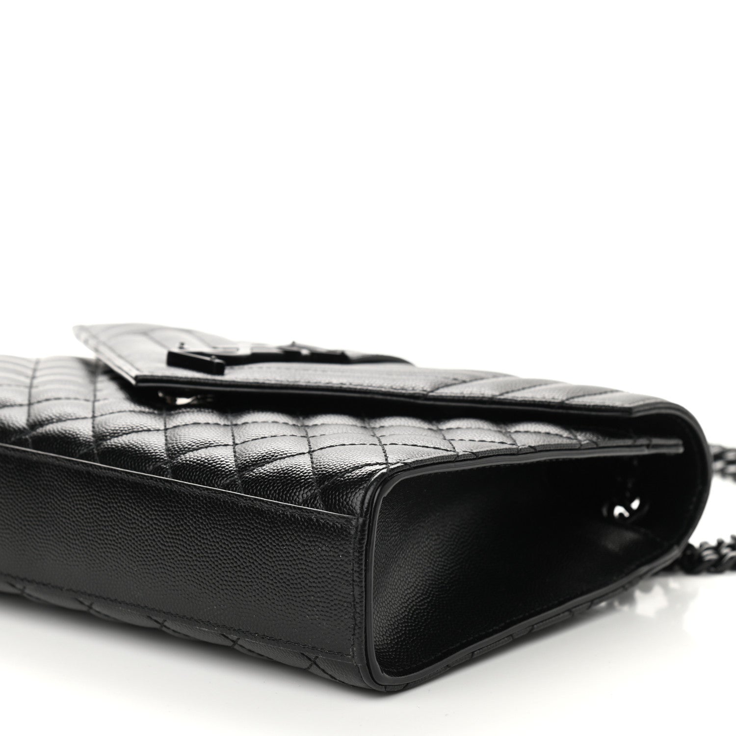 Saint Laurent Grain De Poudre Textured Mixed Matelasse Triquilt Medium Monogram Satchel Black 8 of 8