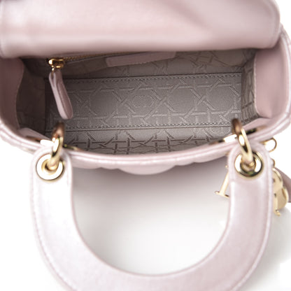 Christian Dior Metallic Lambskin Cannage Mini Lady Dior Lotus 5 of 11