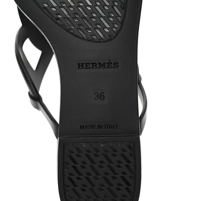 Hermes Rubber Womens Egerie Sandals 36 Black 6 of 8