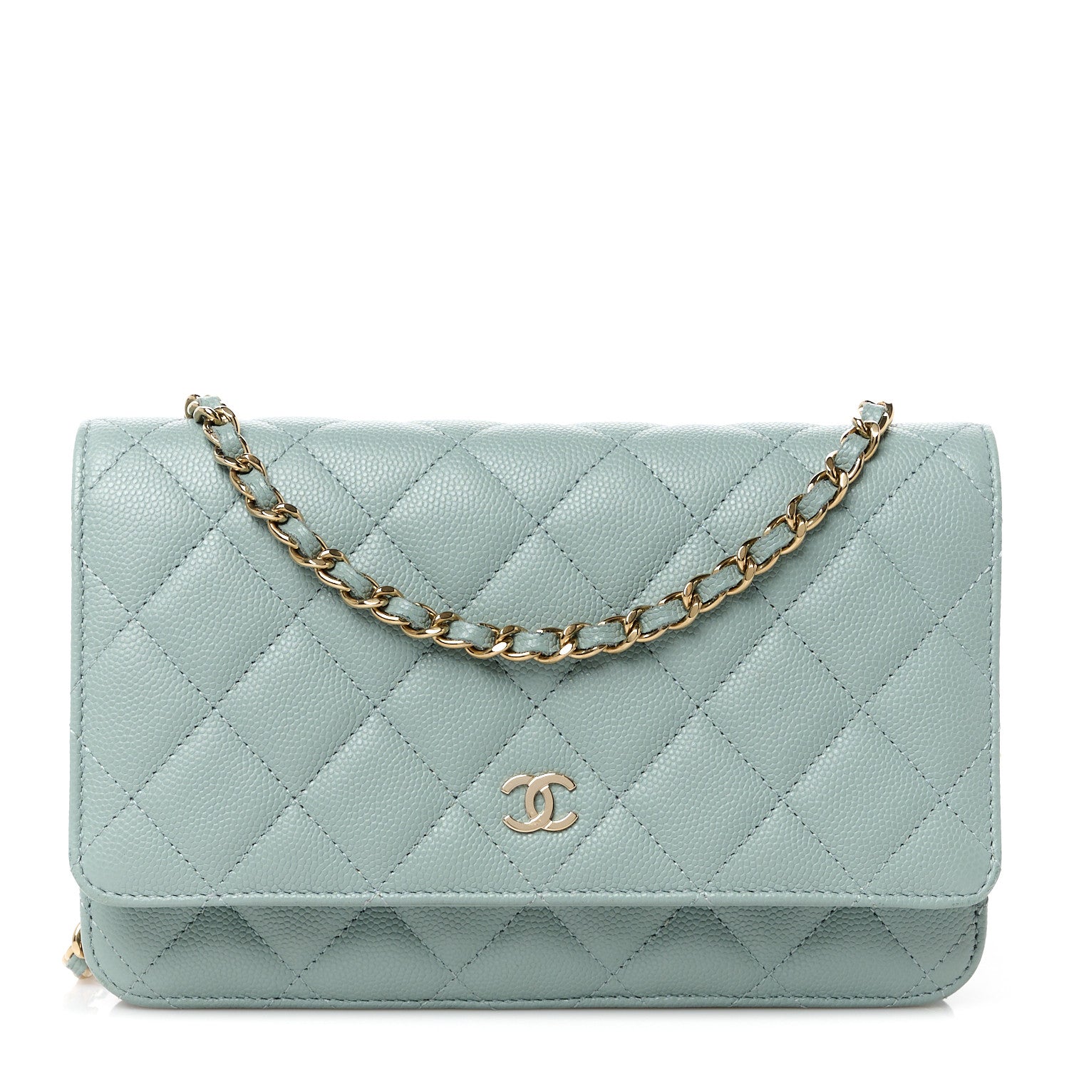 Chanel Caviar Quilted Wallet on Chain WOC Light Blue 1 of 12