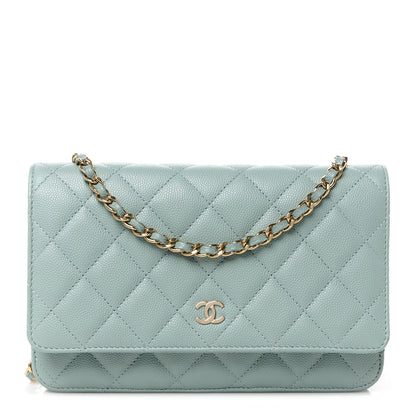 Chanel Caviar Quilted Wallet on Chain WOC Light Blue 1 of 12