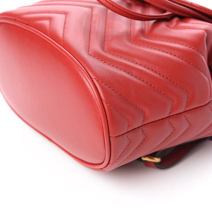 Gucci Calfskin Matelasse GG Marmont Flap Backpack Hibiscus Red 9 of 11
