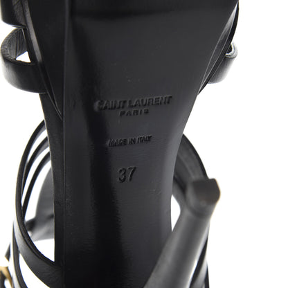 Saint Laurent Calfskin Tribute 105 Platform Woodstock Sandals 37 Black 7 of 8