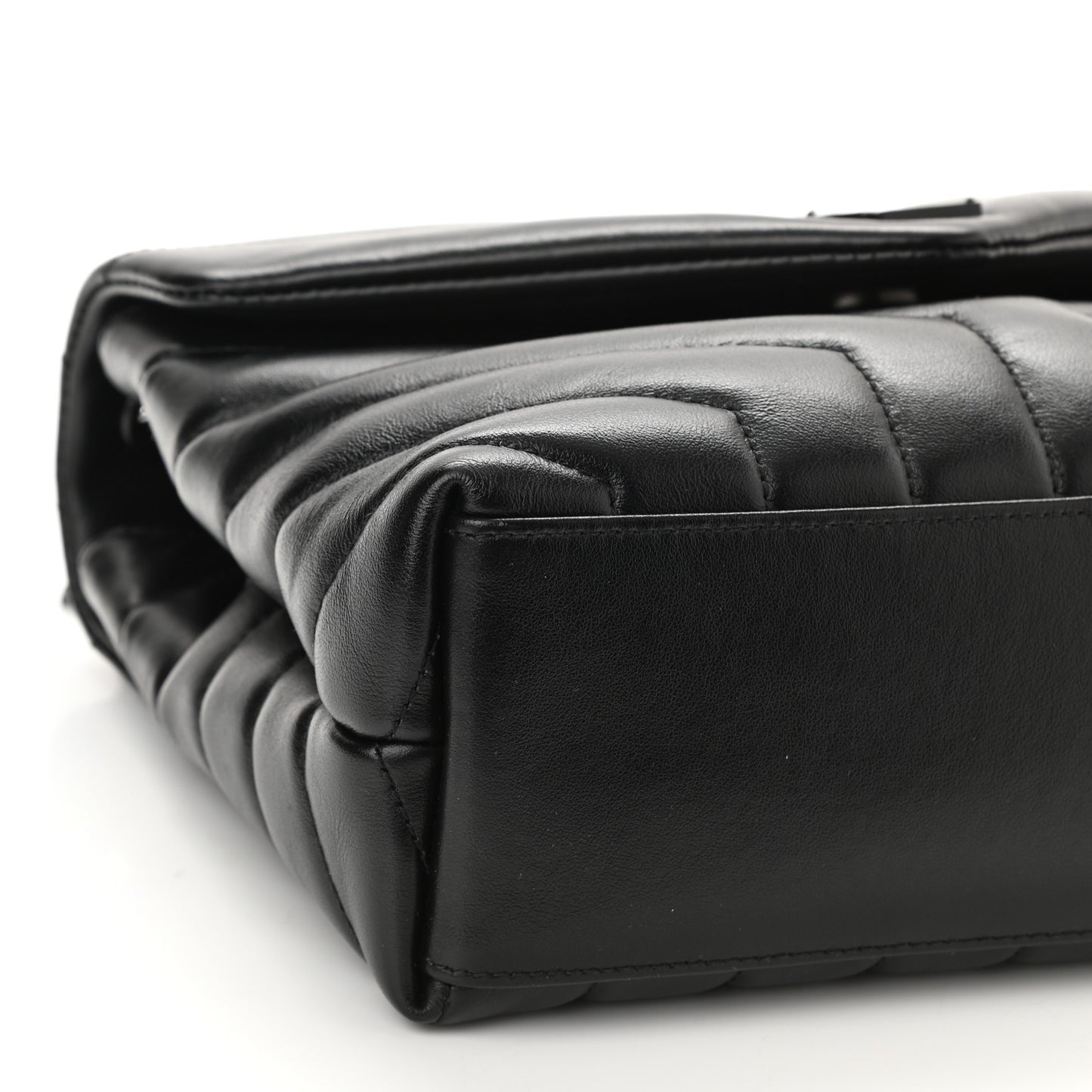 Calfskin Y Quilted Monogram Monochrome Small Loulou Chain Satchel Black