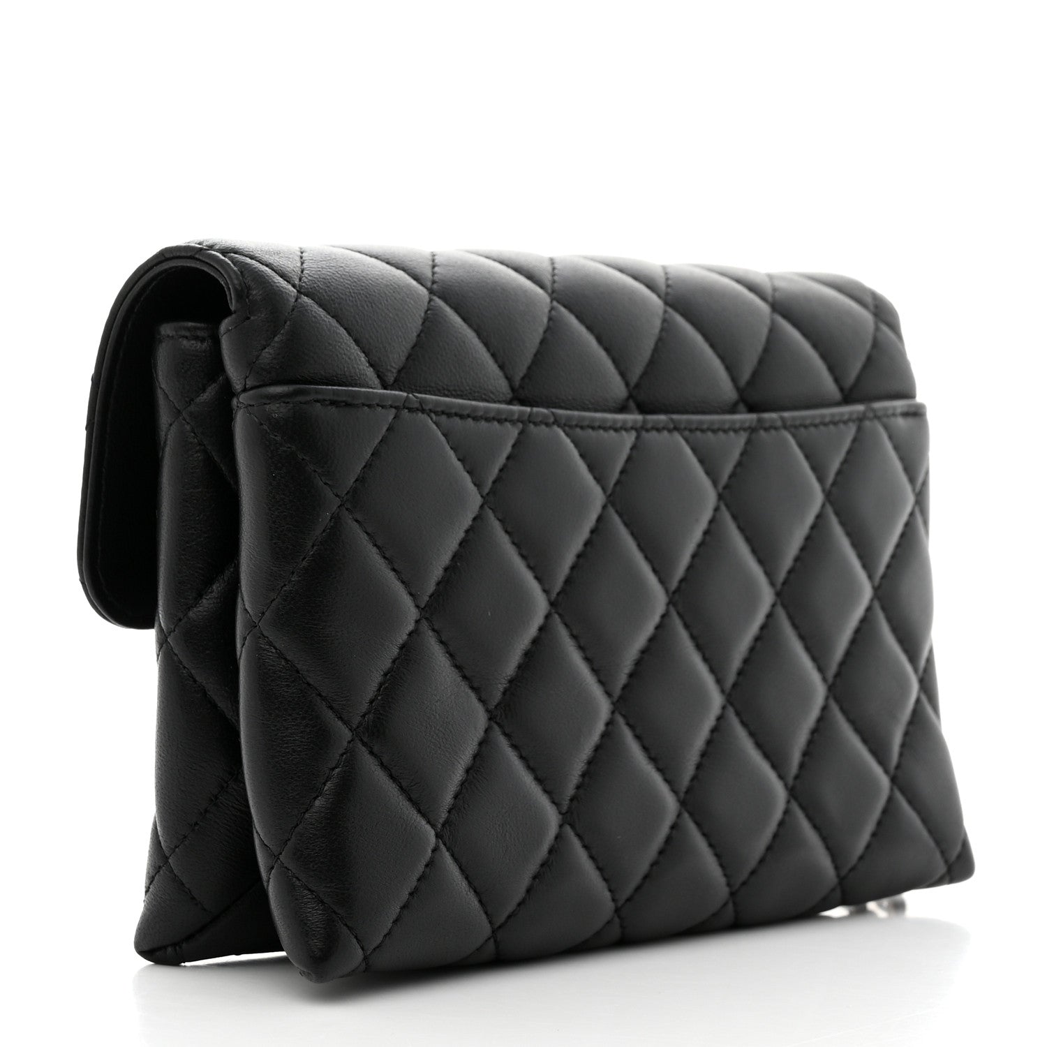 Chanel Lambskin Quilted CC Pouch With Handle Black 3 of 10