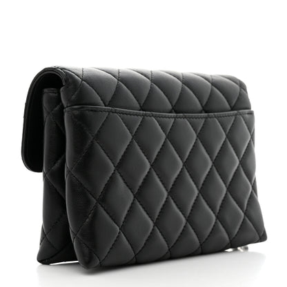 Chanel Lambskin Quilted CC Pouch With Handle Black 3 of 10