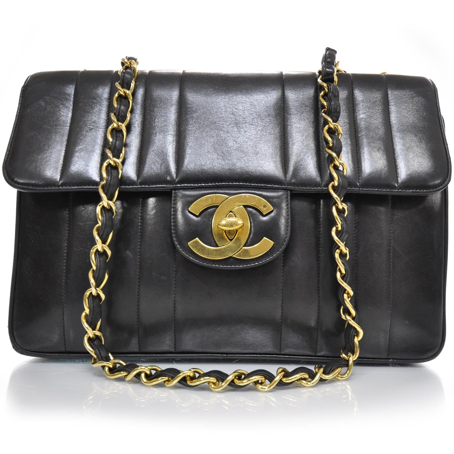 Chanel Lambskin Vertical Quilt Jumbo Flap Black 1 of 11