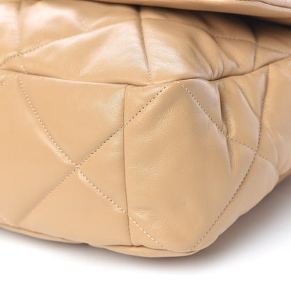 Chanel Lambskin Quilted Maxi 19 Flap Dark Beige 9 of 10
