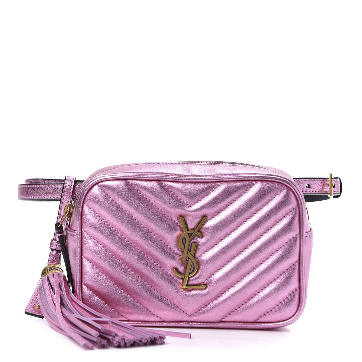 Metallic Calfskin Matelasse Monogram Lou Belt Bag Vegas Pink