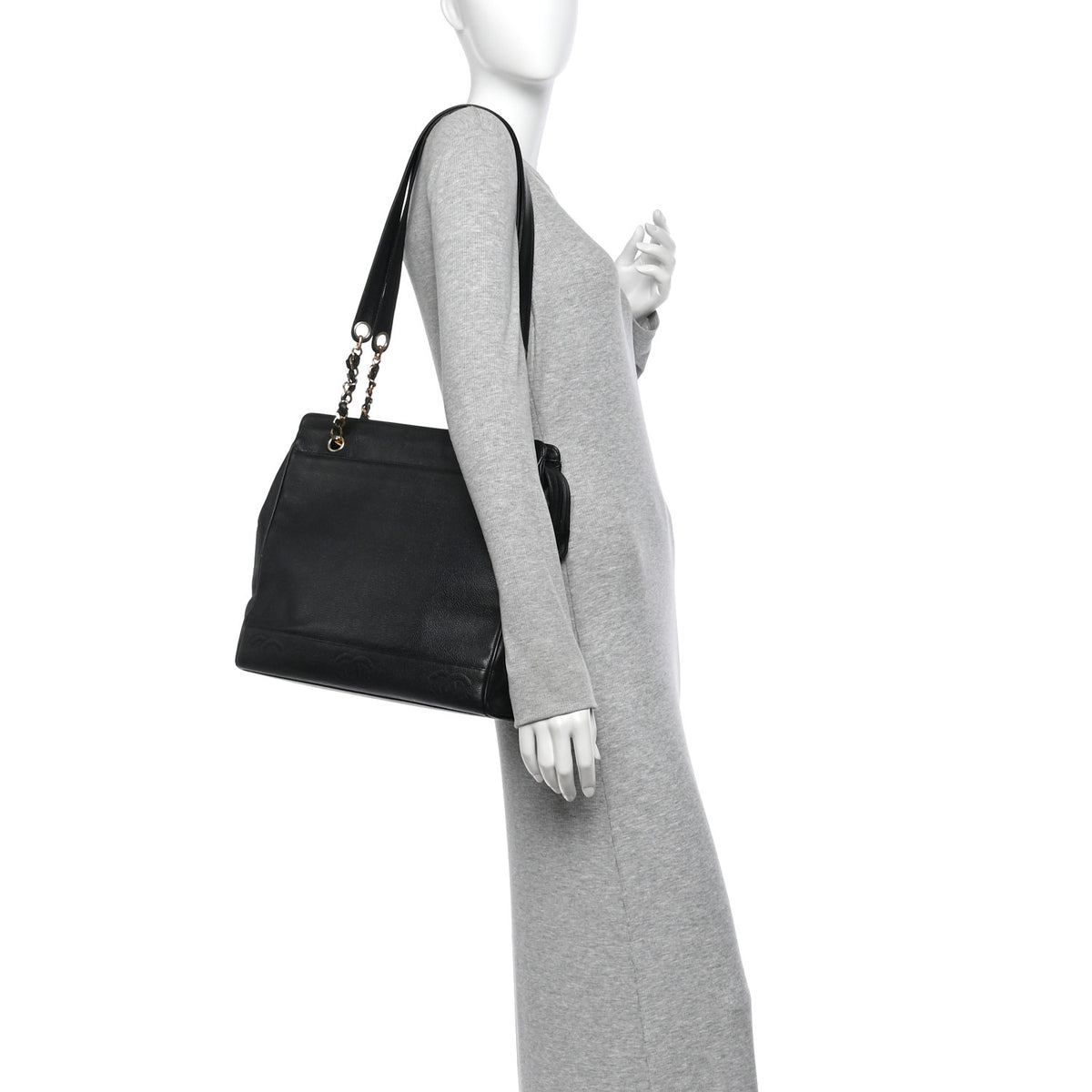 Caviar Triple CC Shoulder Bag Black