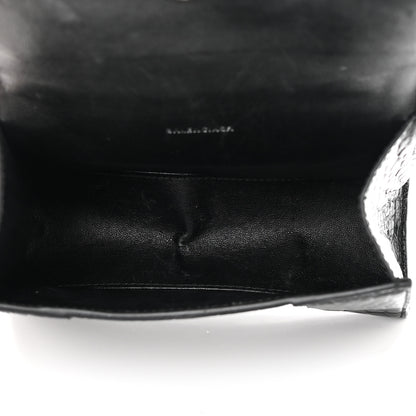 Balenciaga Shiny Calfskin Monochrome Crocodile Embossed Hourglass Top Handle Bag XS Black 5 of 25