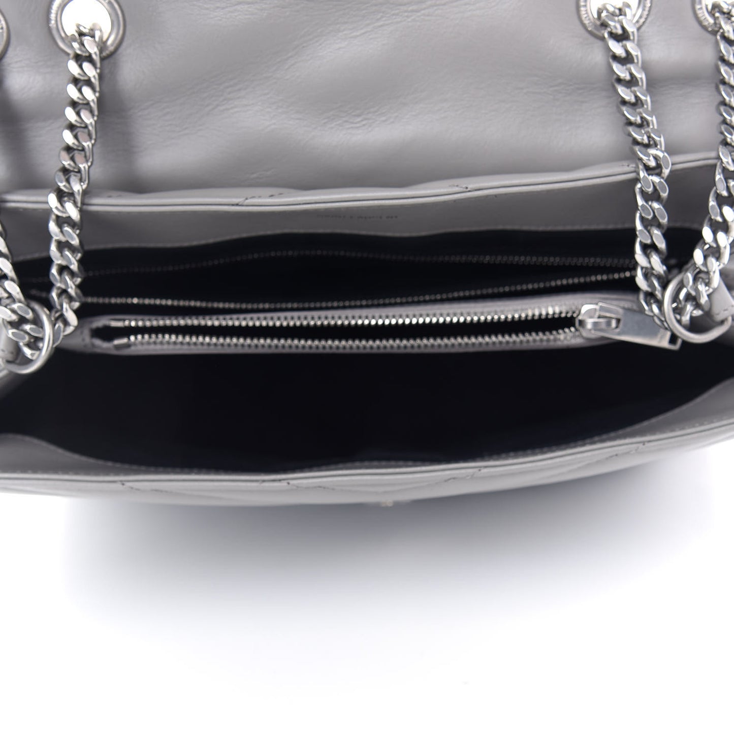 Calfskin Y Quilted Monogram Medium Loulou Chain Satchel Light Gray