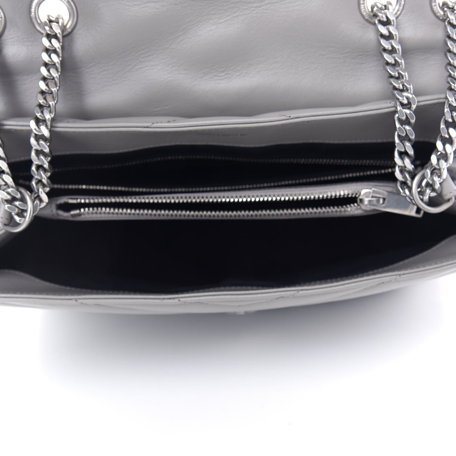 Saint Laurent Calfskin Y Quilted Monogram Medium Loulou Chain Satchel Light Gray 5 of 9
