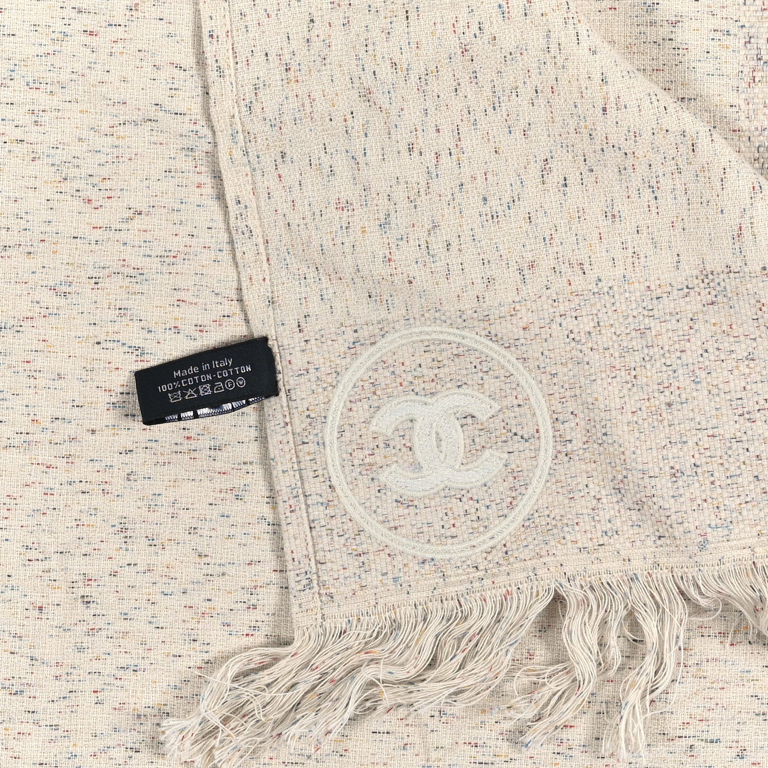 Chanel Cotton Woven CC Beach Towel Beige Multicolor 4 of 4