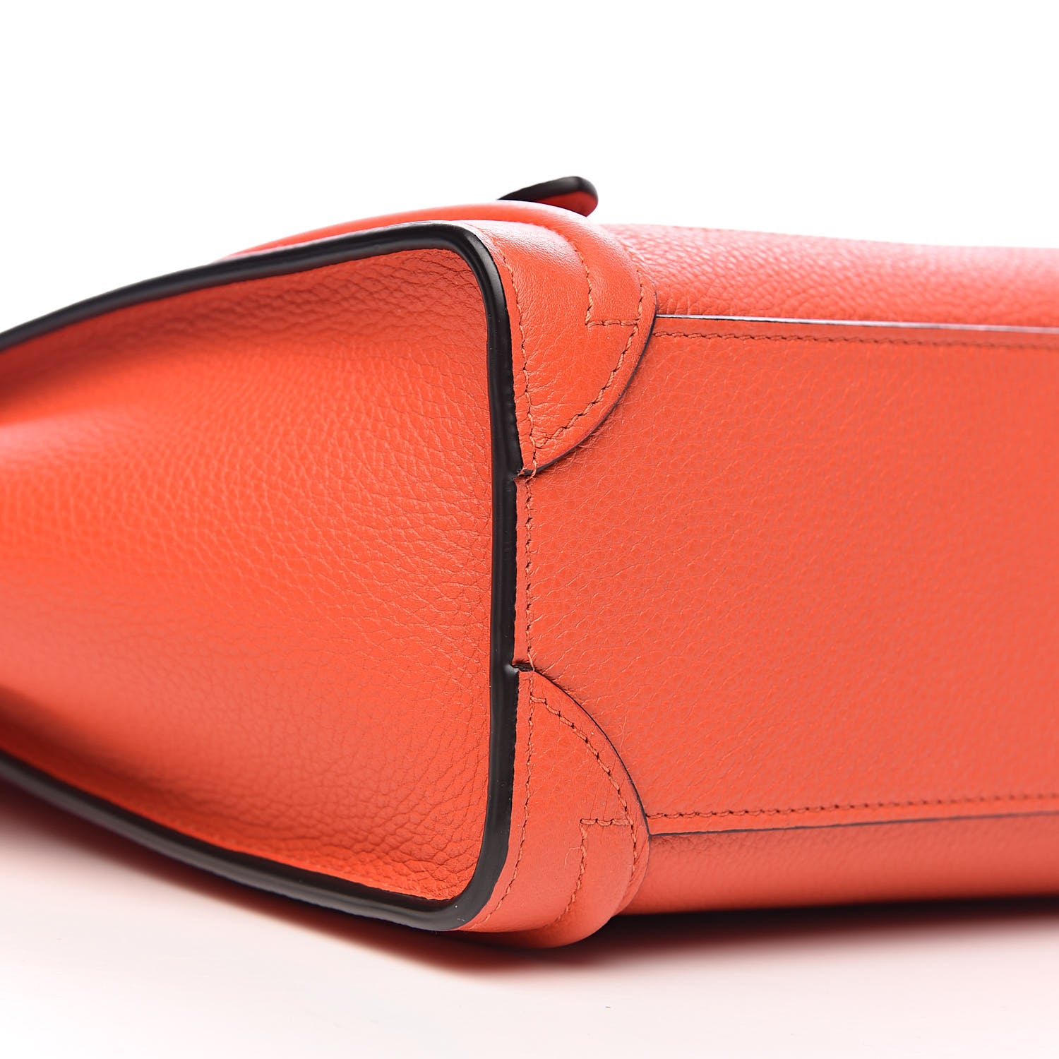 Celine Drummed Calfskin Nano Luggage Vermillion 7 of 11