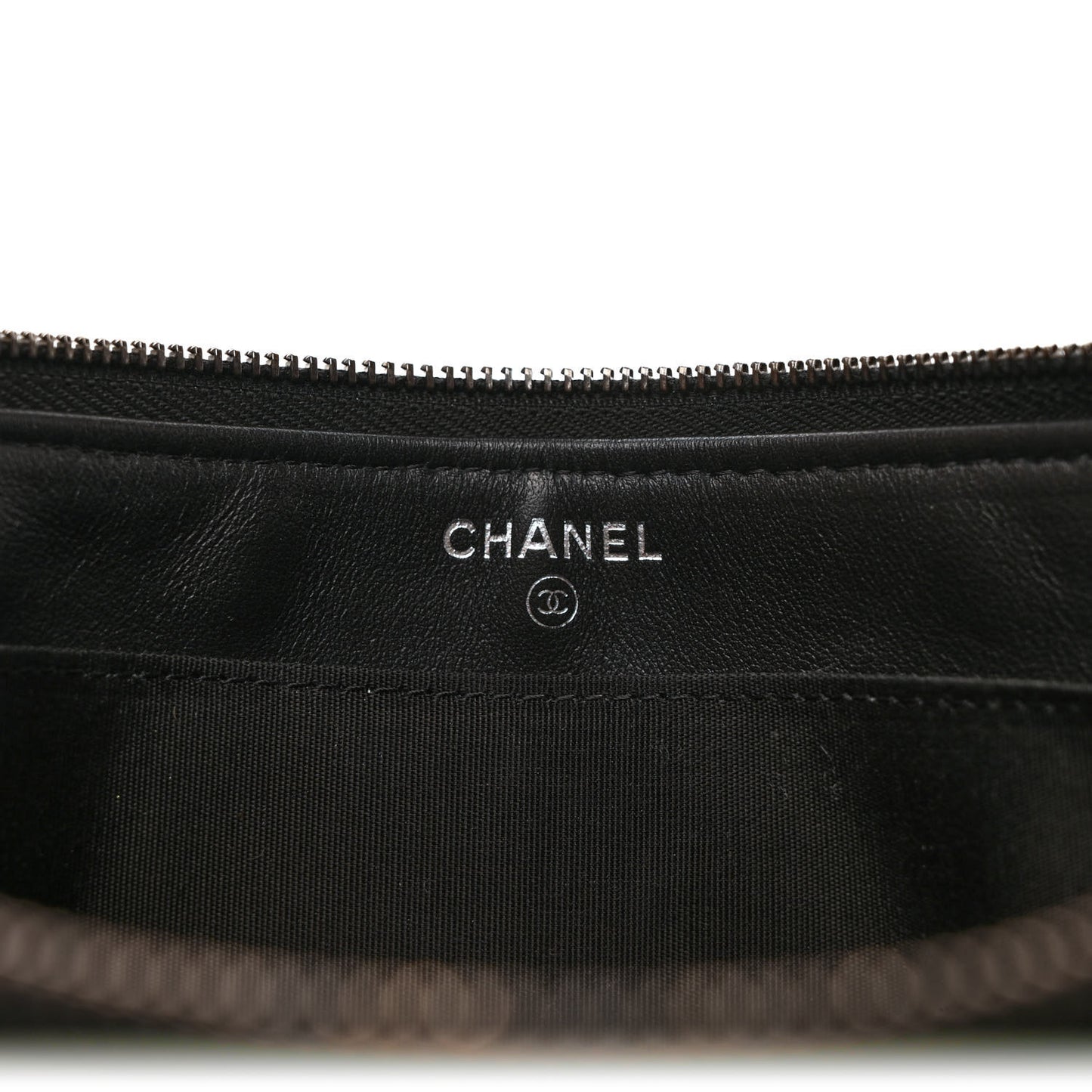 Calfskin Quilted Small Zipped Boy Pouch Black