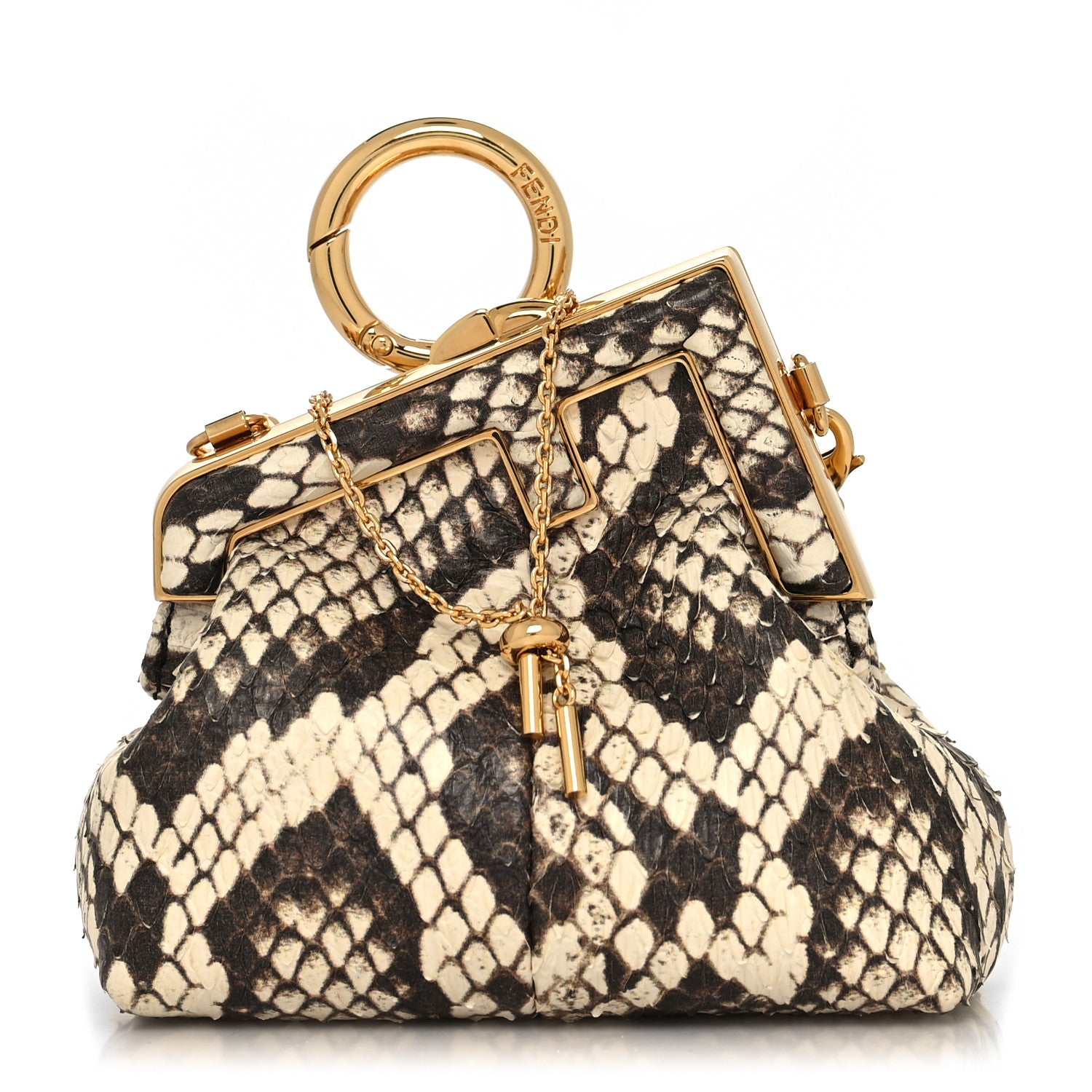 Fendi Elaphe Python Printed Nano Fendi First Bag Charm Daisy Roccia 1 of 10