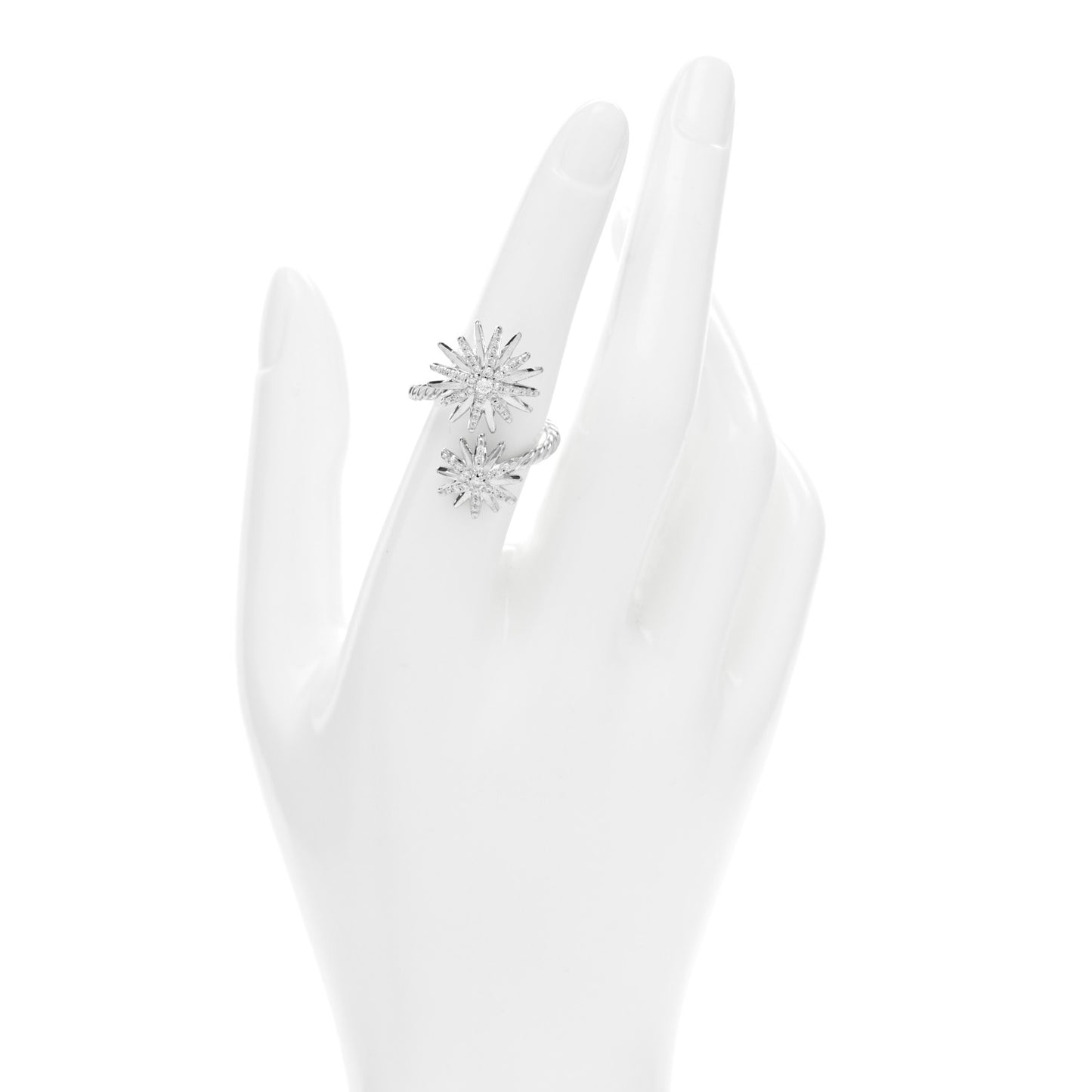 Sterling Silver Diamond 28mm Open Starburst Ring 56 7.5