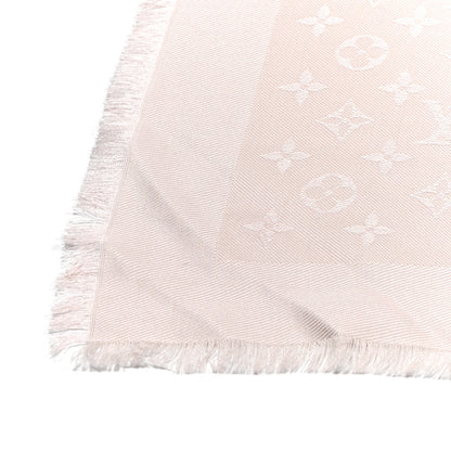 Louis Vuitton Wool Silk Monogram Denim Shawl Pearl Grey 4 of 4