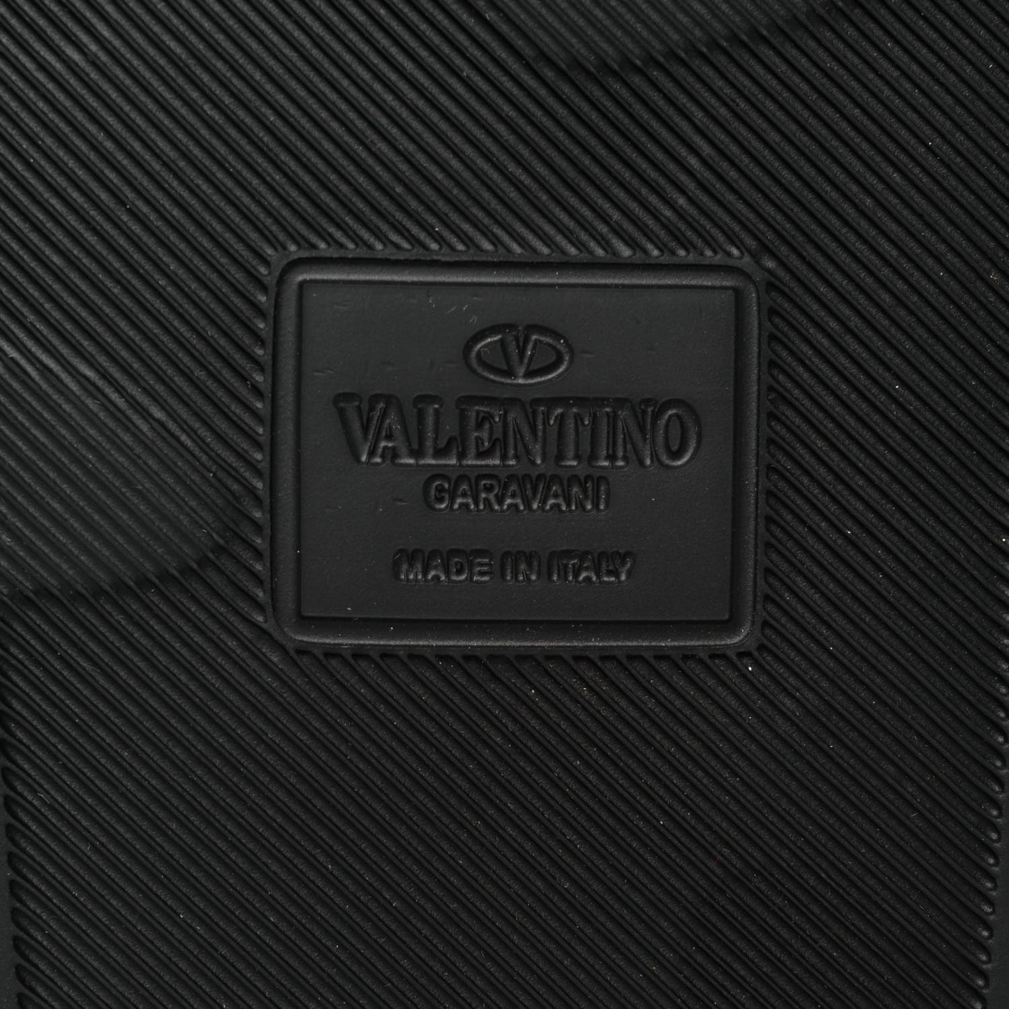 Patent Rubber Mens Rockstud VLogo Slide Sandals 40 Black