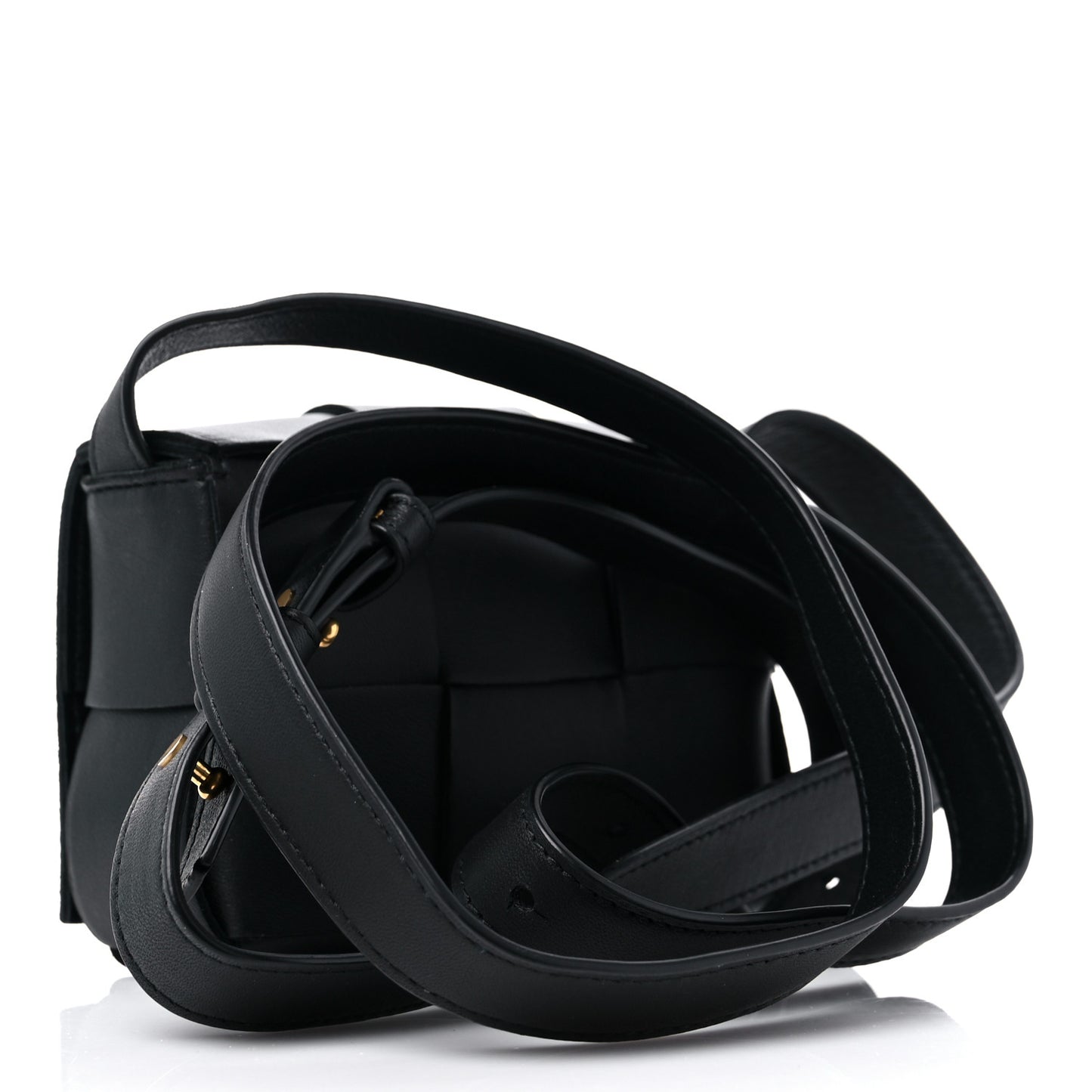 Lambskin Maxi Intrecciato Extra Mini Cassette Crossbody Bag Black