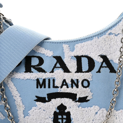 Prada Nylon Drill Logo Embroidered Re-Edition 2005 Shoulder Bag Celeste White 8 of 10