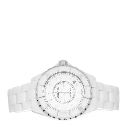 Chanel Stainless Steel Ceramic Diamond 38mm J12 Automatic Watch White 2 of 5