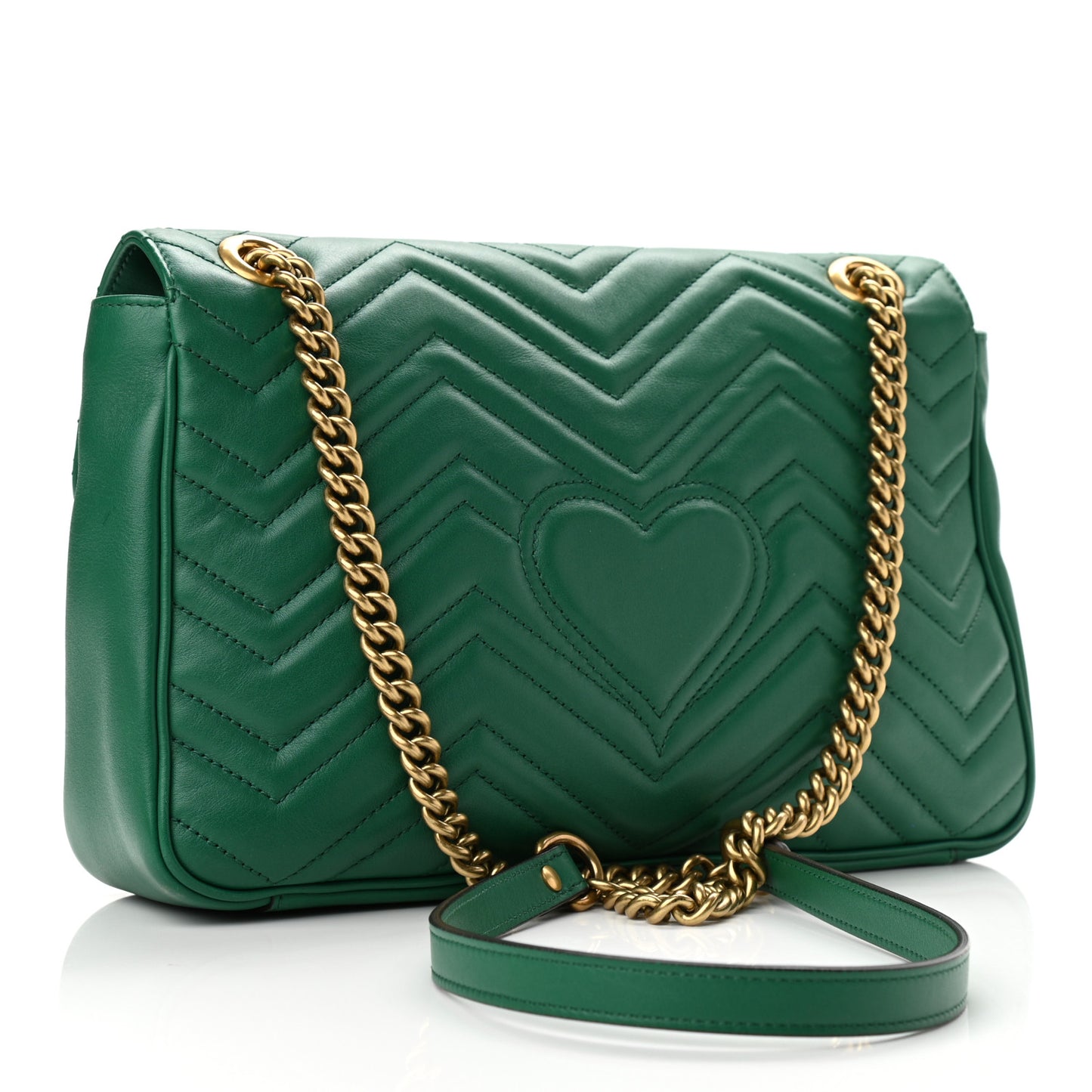 Calfskin Matelasse Medium GG Marmont Shoulder Bag Emerald Green