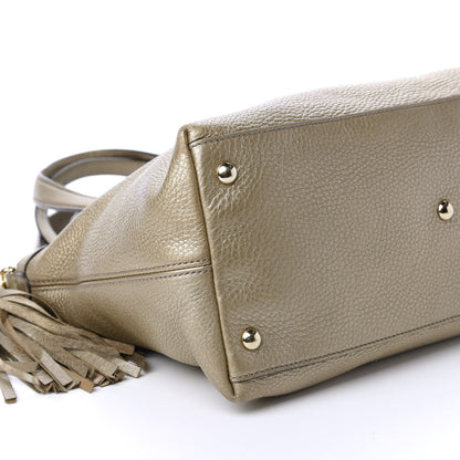 Gucci Metallic Cellarius Calfskin Small Soho Top Handle Satchel Golden Beige 6 of 10