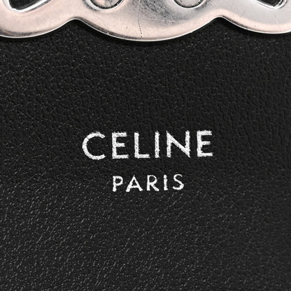 Celine Shiny Calfskin Triomphe Flap Card Holder Black 6 of 9