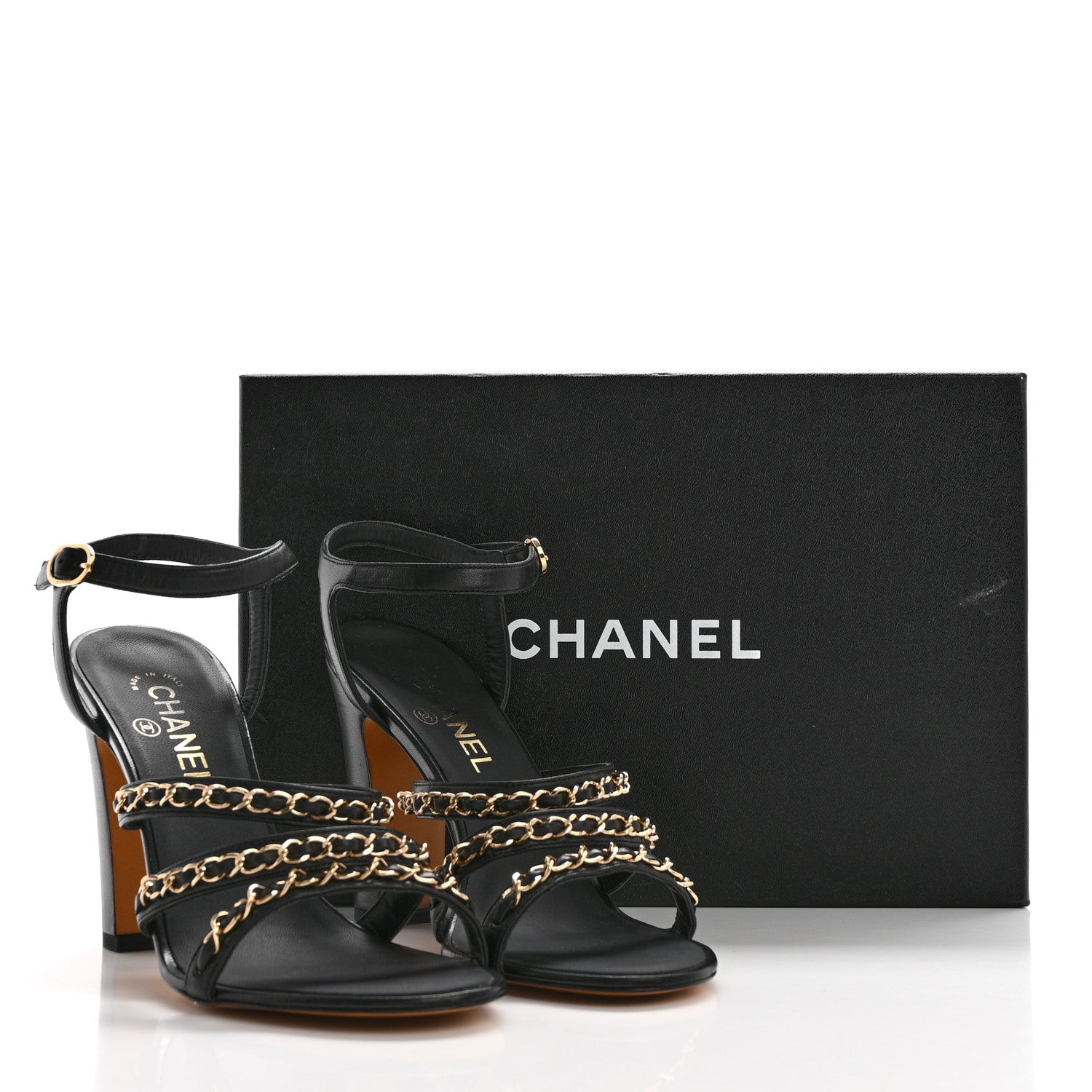 Chanel Lambskin CC Chain Sandals 40 Black 9 of 9