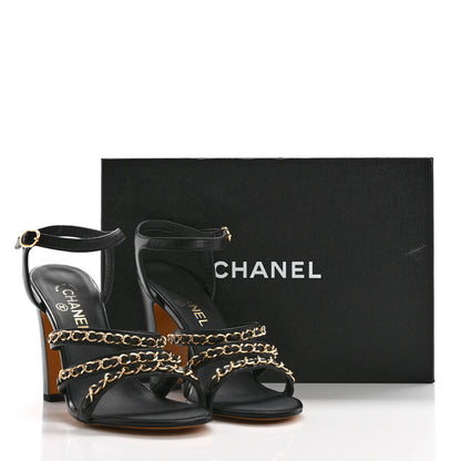 Chanel Lambskin CC Chain Sandals 40 Black 9 of 9
