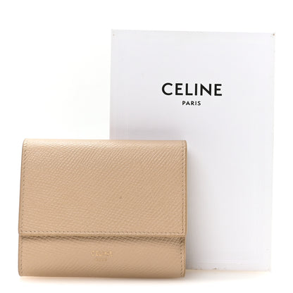 Celine Grained Calfskin Small Tri-Fold Wallet Beige 9 of 9
