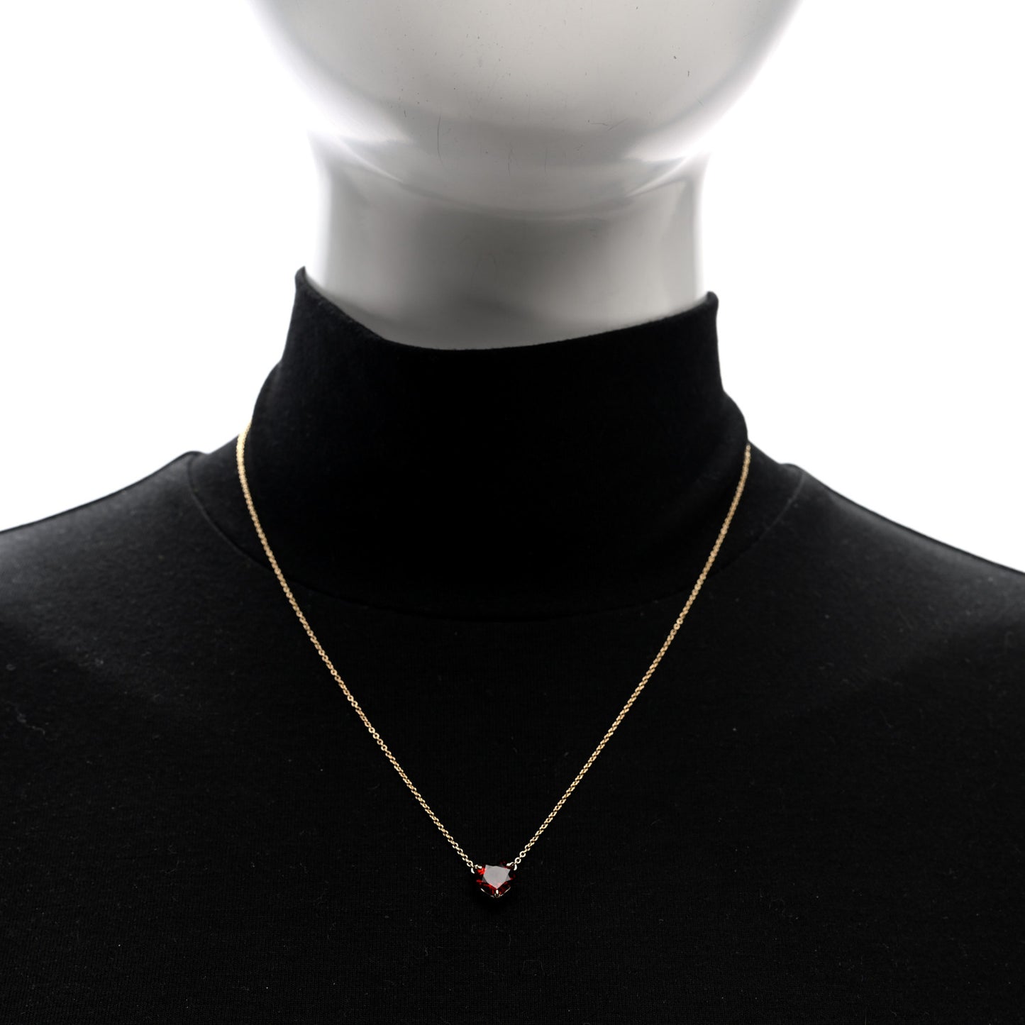 18K Yellow Gold Garnet Heart Pendant Necklace