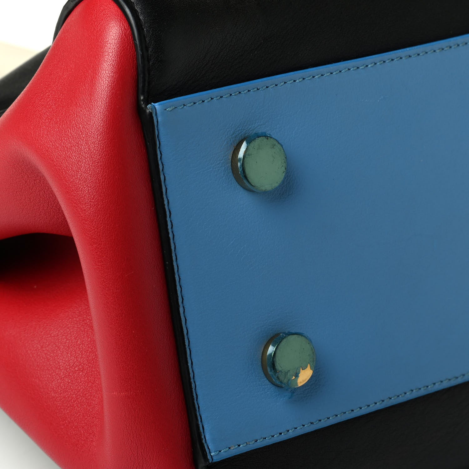 Saint Laurent Calfskin Small Cabas Rive Gauche Bag Black Red Yellow White 7 of 8