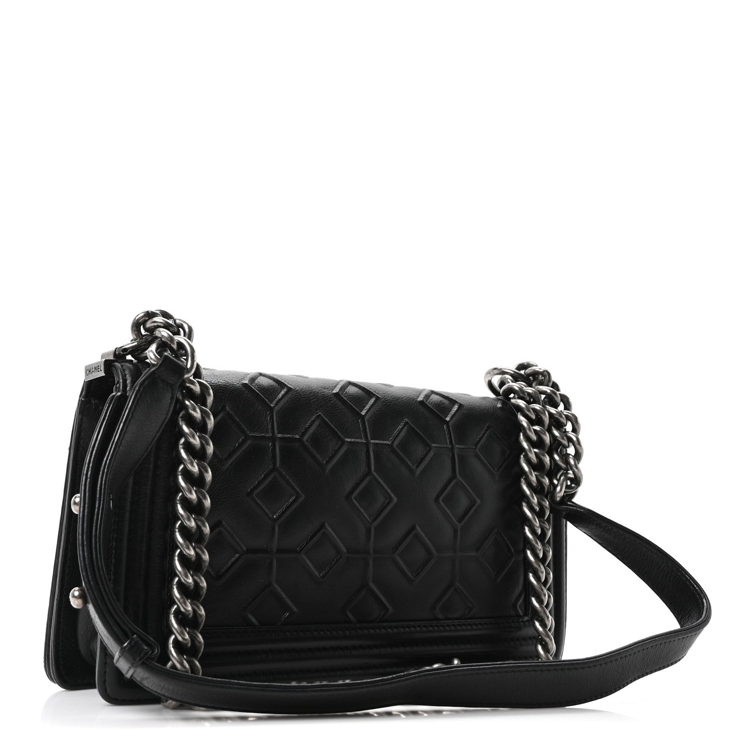 Chanel Calfskin Crystal Embossed Medium Boy Flap Black 3 of 10