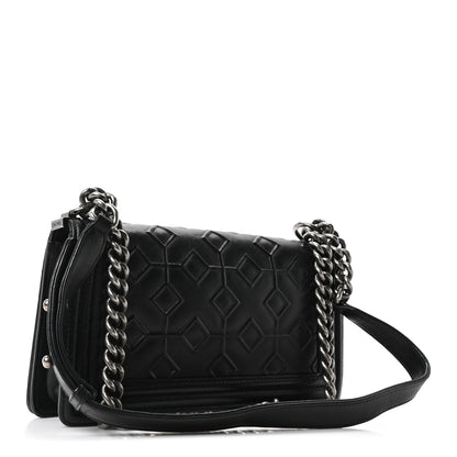 Chanel Calfskin Crystal Embossed Medium Boy Flap Black 3 of 10