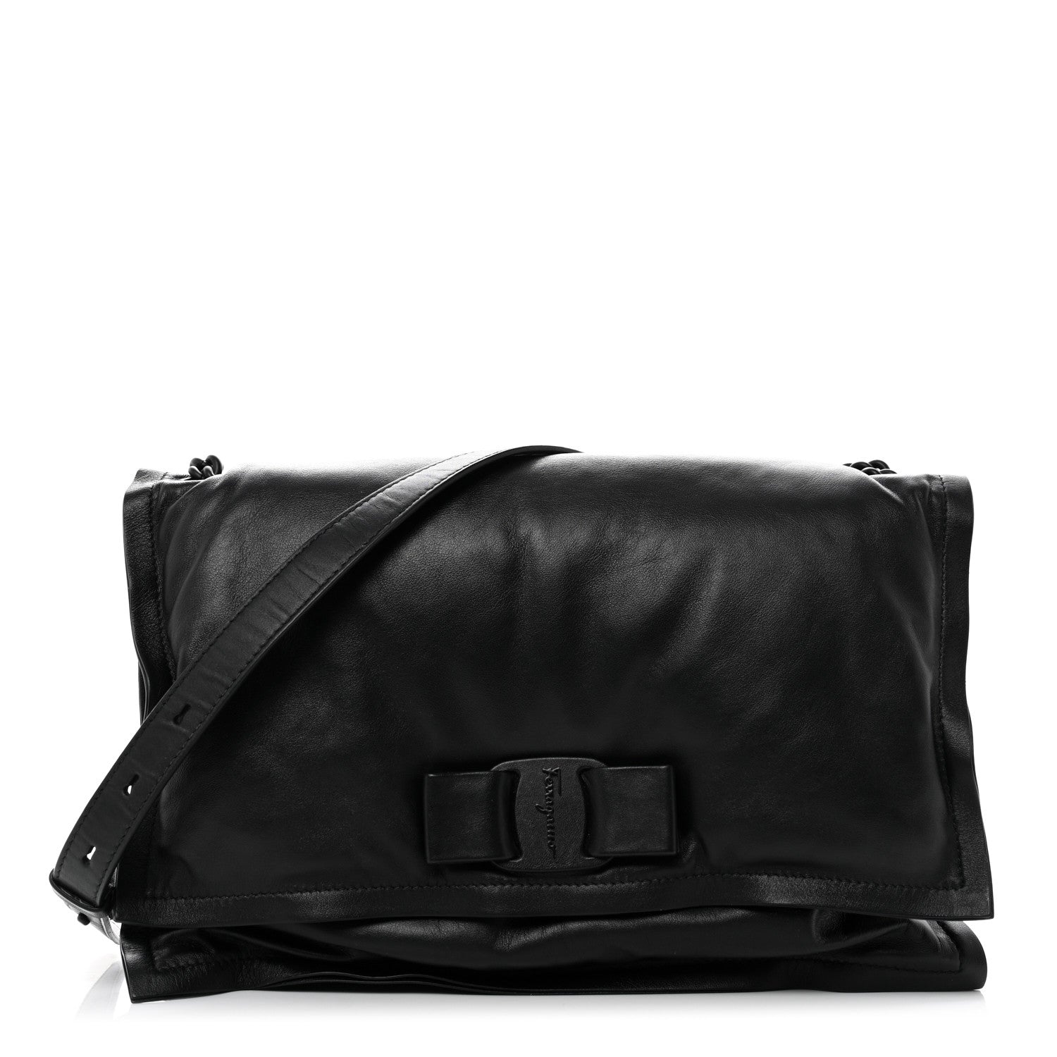 Salvatore Ferragamo Calfskin Medium Viva Bow Shoulder Bag Black 1 of 9