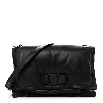 Salvatore Ferragamo Calfskin Medium Viva Bow Shoulder Bag Black 1 of 9