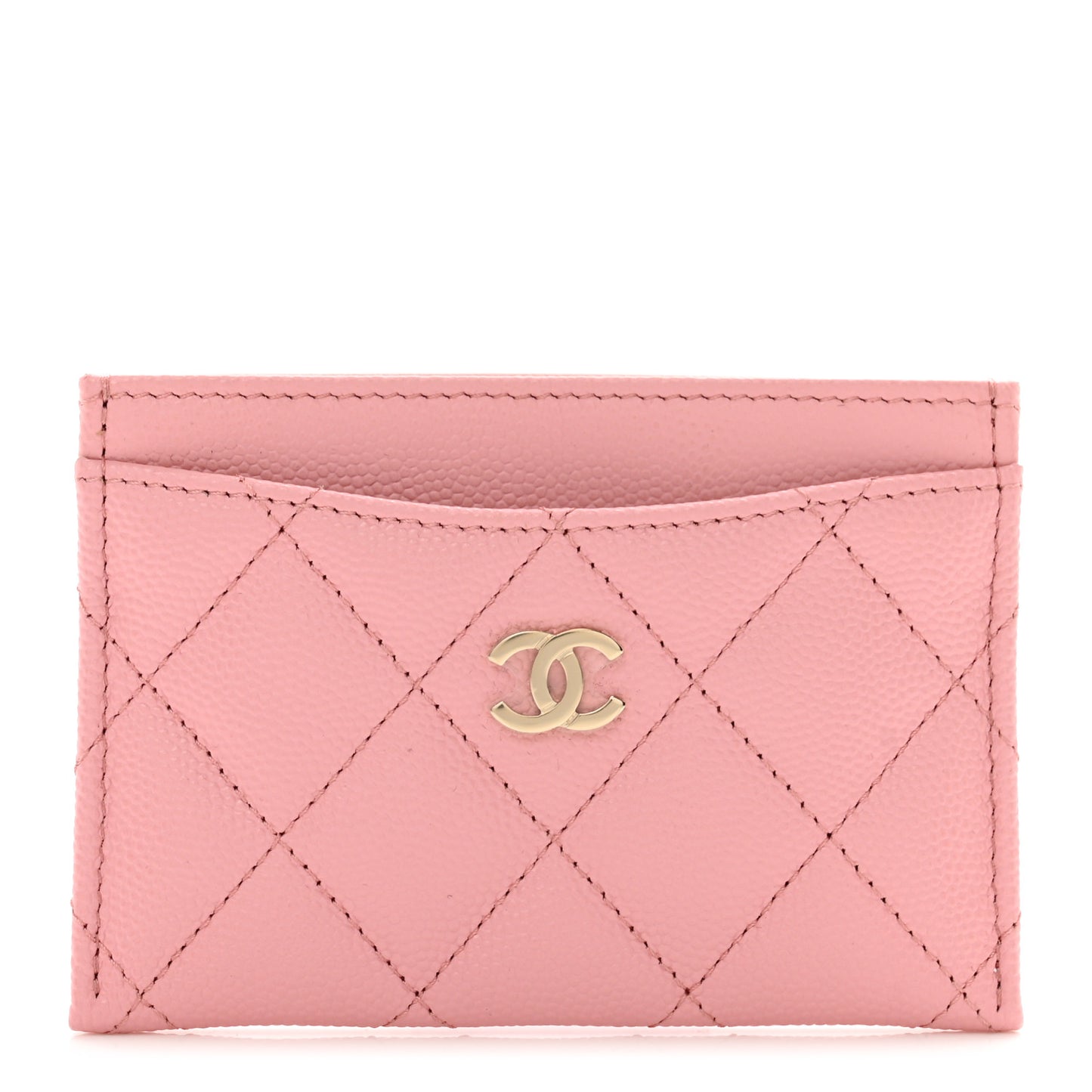 Caviar Quilted Card Holder Light Pink