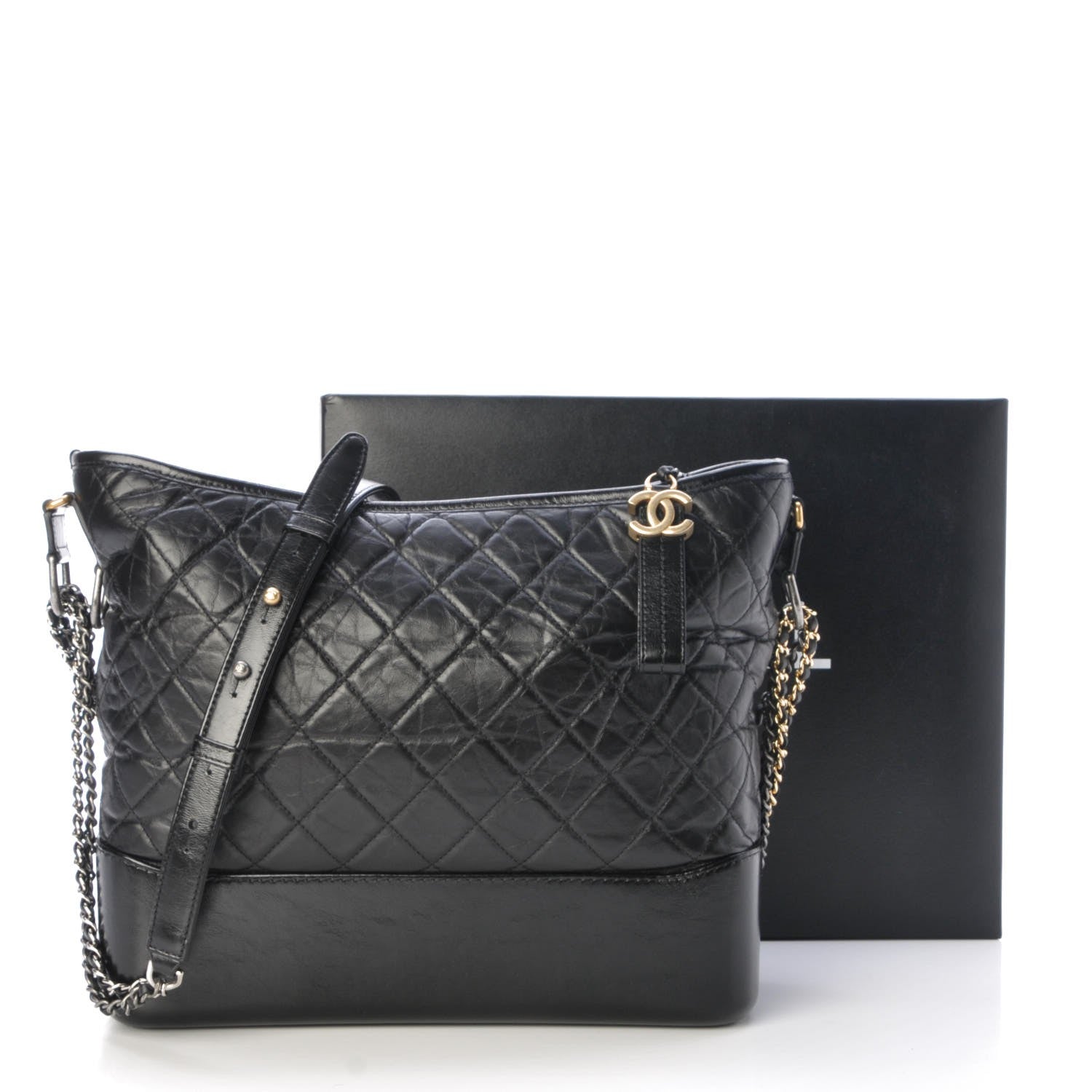Chanel Aged Calfskin Quilted Large Gabrielle Hobo Black 8 of 8